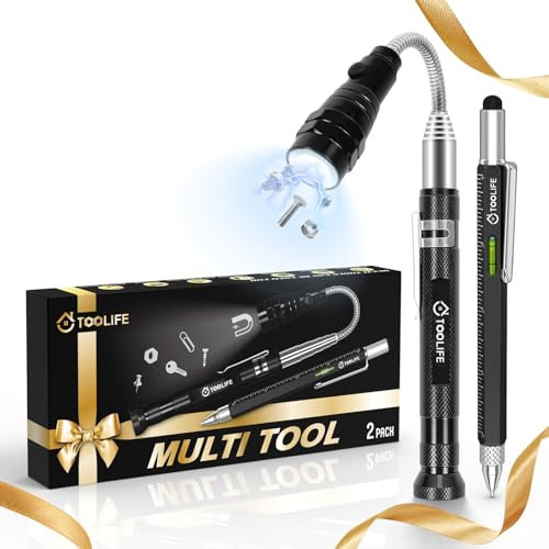 Magnetisches Teleskop-Tonabnehmerwerkzeug-Set, 2-teilig, Weihnachts- und Geburtstagsgeschenk für Männer, Vater, Ehemann, Freund, 360° flexibel, ausziehbar, nützliches cooles Gadget, Strumpffüller für