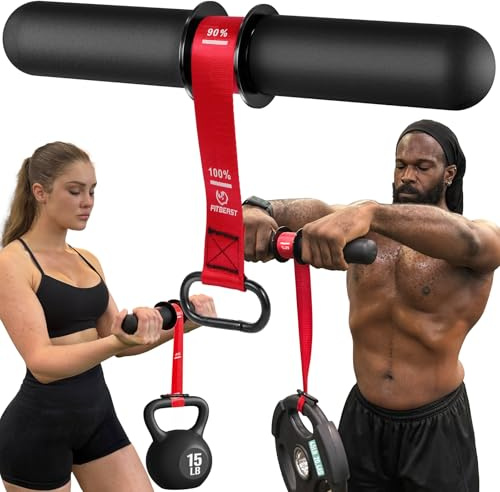 FitBeast Underarmsstärkare och underarmstränare, handledsrulle med tjockare handtag, underarmsstyrketränare med justerbar rem – perfekt för greppstyrka, muskelbyggnad, rehabilitering (röd)