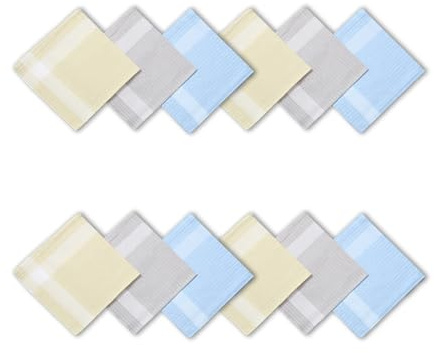 Taschentücher Herren, Baumwolle Stofftaschentücher Set, Traditionelle Taschentücher Stoff Herren Handkerchief 12 Stück