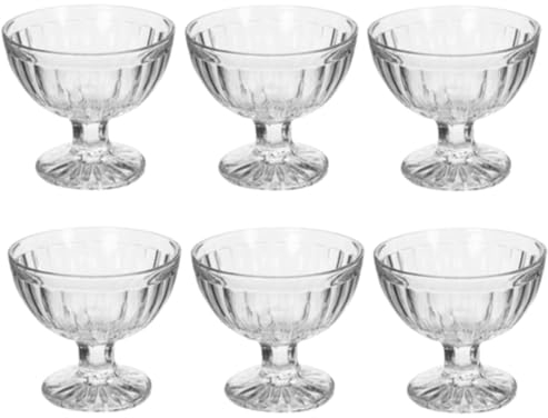 Set da 6 Coppe Gelato in Vetro Trasparente e Resistente, 180ml, Design Elegante, Lavabili in Lavastoviglie, Bicchieri per Gelato, Sorbetto, Frutta, Caffè, Feste, Matrimoni, Confettate, Eventi Speciali