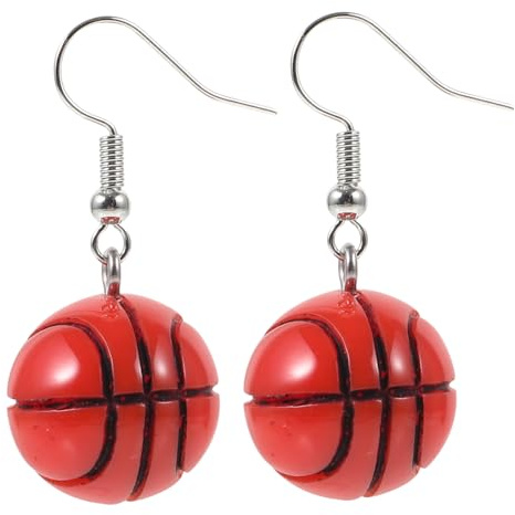 Pendientes de Baloncesto Colgantes de Resina, 1 Par | Naranja, Metal Ligero y Cómodo, Estilo Creativo para Decorar, Joya Deportiva para Mujeres y Aficionadas