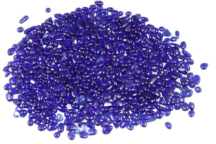 TOGEVAL 500g Grava De Cristal Colorido Para Decoración De Acuarios y Manualidades Grava De Vidrio De Estilo Azul Oscuro Paquete