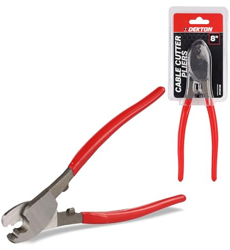 Dekton 8in/200mm Cable Cutting Pliers-Precision Wire Cutter For Electrical, Automotive| Sharp Blades, Clean Cuts| Ergonomic Grip For Control| Ideal For Copper, Aluminum, Soft Wires| Durable Hand Tools