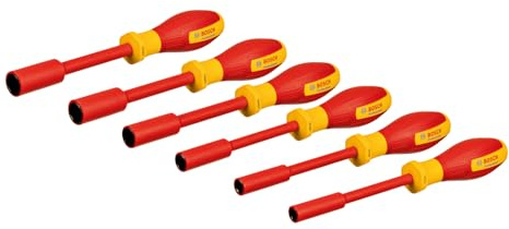 Bosch Professional juego de llaves de vaso VDE de 6 piezas (7-14 mm, certificadas hasta 1000 V)