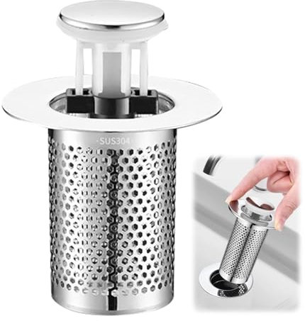 Abflusssieb Waschbecken,Sink Strainer,Abflussieb,Abfluss Sieb Abflusssieb Badewanne,Dusche Abflusssieb Edelstahl,Waschbecken Sieb für Abfluss,pop Spülbecken Stöpsel,Drain Haarsieb Waschbeckenstöpsel