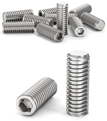 ORTAVA Lot de 20 vis sans tête M6 x 16 mm DIN 913 / ISO 4026 avec six pans creux (ISK) et embout conique, vis sans tête en acier inoxydable (argenté)