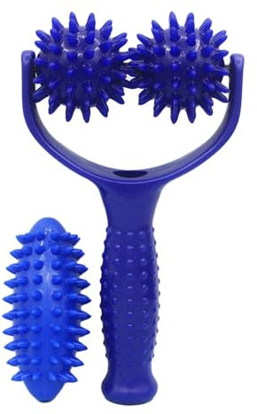 QOTSTEOS 3 Stücke Massagebälle Massage Roller, Körper Muskel entspannen Massagegerät, Selbst-Massage-Roller Massageroller mit Griff,Massageroller mit Griff für Fuß Bein und Rückenmuskulatur(blau)
