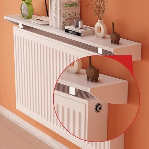 Mensola sopra Termosifone Senza Foratura, Copri Termosifone Moderno in Alluminio Spaziale, Copertura per Radiatore Bianco Larga 15cm per Riporre e Decorare, Portata 28kg,L 50cm/19.7in