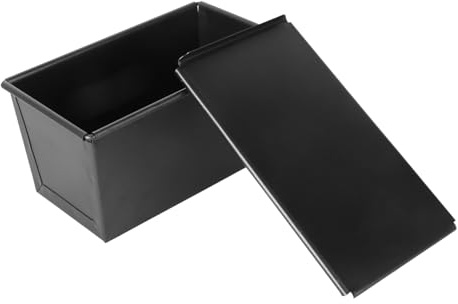 VOSAREA Moule à Pain Noir avec Couvercle Coulissant Antiadhésif Cuisson Homogène et Nettoyage Facile pour Pain Maison au Four