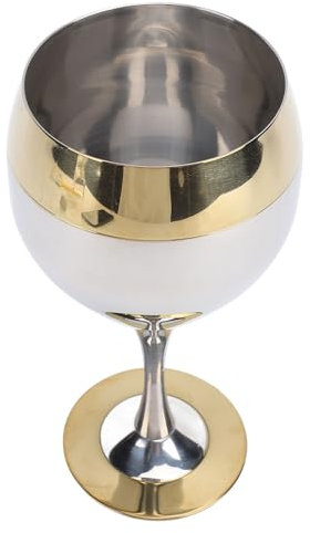 Fdit Unbreakable Stainless Steel Wine Glass, Gold Rimmed Wine Goblet for Travel, Wedding, Picnics, Suitable for Red Wine, Champagne, Cocktails, Dishwasher Safe