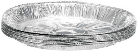 QUARKZMAN 10Pcs Moule à Tarte en Aluminium de 9,06 Pouces Ronds Jetables Antiadhésifs pour Tartes, Quiches, Cuisson, Réchauffage Lors de Fêtes, Couleur Argent