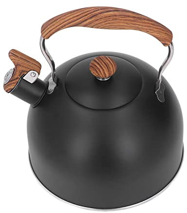 QANYEGN Hervidor de té silbante de 2,5 L, estufa de té, acero inoxidable, mango de madera, hervidor para té, café, leche y agua