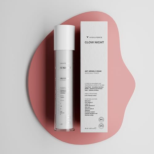 GLOW NIGHT Crema Antiarrugas - Rejuvenece 5 años - Crema Noche I 100/100 en Yuka I Retinol Encapsulado, Ácido Hialurónico Full-Spectrum y Bakuchiol 50ml