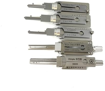 TPM Go Ensemble d'outils de crochetage de serrure professionnel 2-en-1, kit de 5 pièces modèles SS001 SS002 SS003 SS004 SS005, ouverture de plusieurs types de serrures de porte pour serrurier