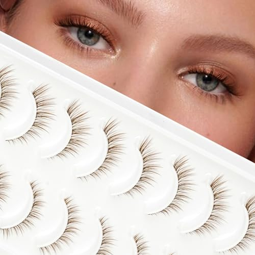 Brown KüNstliche Wimpern NatüRlicher Look Falsche Wimpern Wispy 10pairs Brown Eyelashes Strip C Curl Length 5-10mm False Lashes Soft and Comfortable by Obeyalash (Style-481)