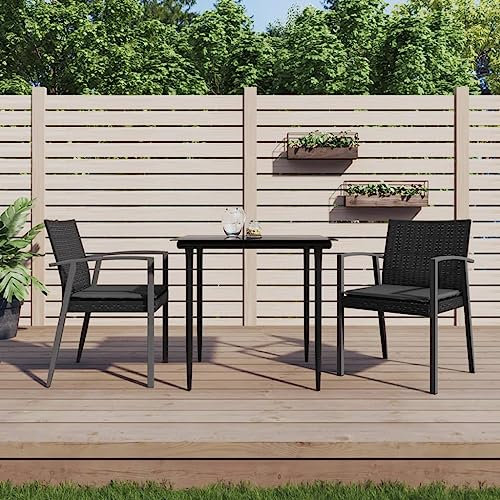 Xichuzi Gartenstühle mit Kissen 2 STK. Schwarz 56,5x57x83cm Poly Rattan Gartensessel, Campingstuhl, Hochlehner, Balkonmöbel, Balkonstuhl, Terrassenstühle, Balkon Stuhl, 364096