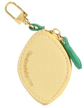 Kotkiddy Süßes Leder Taschencharm Y2k Schlüsselanhänger mit Reißverschluss Schulmädchen Handtaschencharm Accessoires Ästhetisches Zubehör（Zitrone）