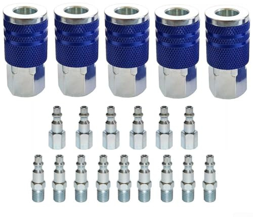 ZiStarlilife Lot de 20 raccords rapides pour tuyau d'air industriel 1/4 NPT connecteurs mâles femelles raccords en acier pour compresseur d'air outils pneumatiques équipement d'atelier