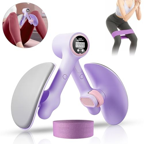 Allenatore per cosce, pavimento pelvico, per donne, pavimento pelvico da donna, attrezzo per l'allenamento per glutei femminili, cosce, fondo pelvico con fascia di resistenza per casa e uomo (viola)