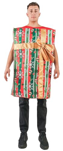 EraSpooky Adult Multicolor Christmas Gifts Box Costume Funny Holiday Presents Box Outfits for Men Women