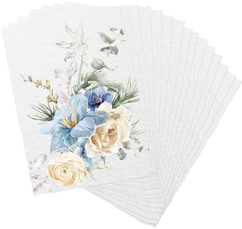 Blätter Büttenpapier A6, 25 Aquarellpapier Baumwolle 300 GSM Dickes Handgeschöpftes Papier Strukturpapier Weiß Watercolor Paper für Aquarell Gemälde Kreativer Einladungskarten