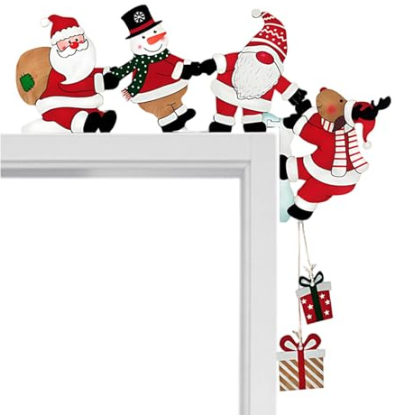 HcvGcm 1 Stück Weihnachtsdeko, 23 x 13,2 cm (Rechts) Türrahmen Dekoration aus Holz für Weihnachten, Festliche Innendeko für Türen und Fenster