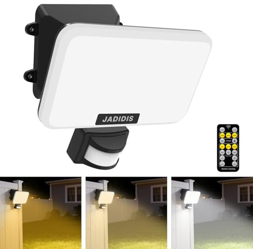 Projecteur LED Extérieur avec Détecteur et Télécommande 30W, Eclairage Exterieur 3600LM avec 132 Leds, Étanche IP65, Spot Led 3 Couleur & 4 Modes, Lampe de Sécurité pour Jardin, Cour, Garage