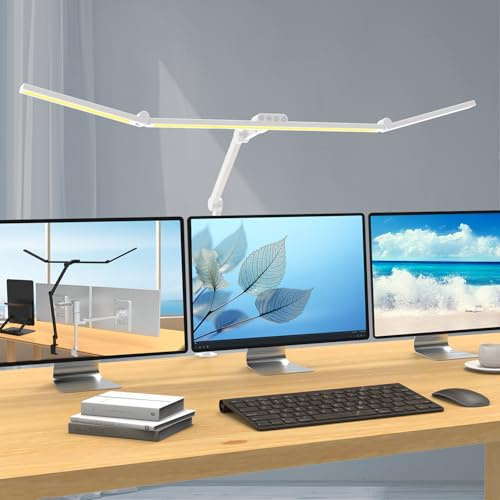 EPABINA 36W LED Schreibtischlampe Dimmbar – Tageslichtlampe Klemmbar, Drehbare Tischlampe für Homeoffice & Büro, 120 cm Monitor Lampe mit Automatischer Schreibtisch Beleuchtung für Arbeiten Zeichnen