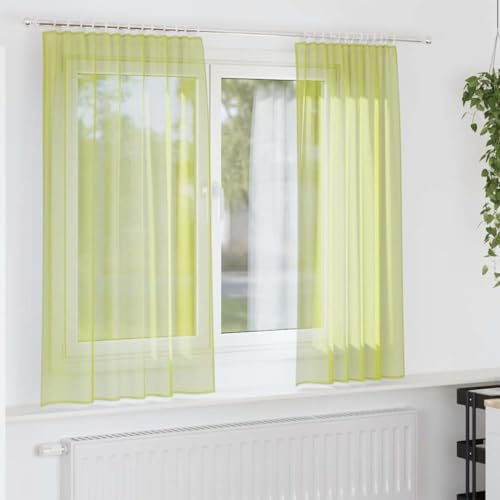 Genérico Cortinas de Gasa con Bolsillos para Varillas 2 uds. Verde,Casa y jardín,Decoración,Tratamientos de la Ventana,Cortinas y visillos,Verde,0.35 KG,4102162