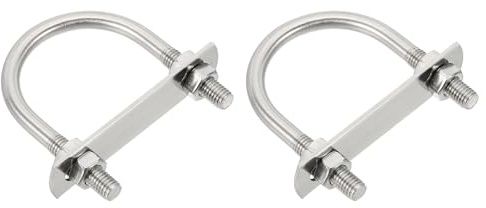 sourcing map M8 U-Bolts, 2 Sets 51mm(2.01) Inner Width 80mm Length 304 Stainless Steel Round Bend U Clamp with Nuts and Plates for Ski Boat, Fishing Boat