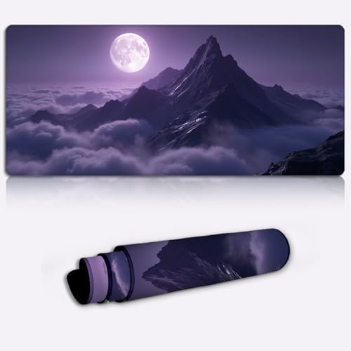 moonlit mountain peak Gaming Mouse Pad Non-Slip Rubber Base Pad Office Home Novelty Printed Desk Accessory Laptop Desktop Printed Art Ergonomic 600 * 350 * 4mm
