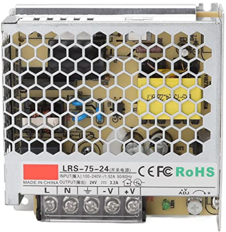 Grcfumo 24V switchande strömförsörjning, 24V strömförsörjning, 3,2A strömförsörjningstransformatoradapter för ren koppar för militär utrustning