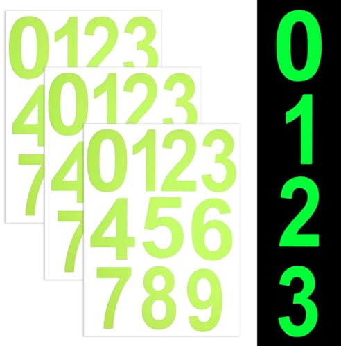 30 Numbers, Glow In The Dark House Numbers, 2.44In Number Stickers for Mailbox Glow Address Signs for Houses at Night for Door Cars Trucks Home Business