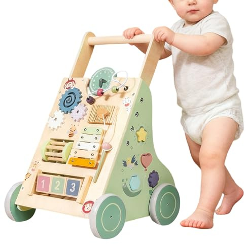 Lauflernhilfe aus Holz – verstellbarer und gleitender Griff, leises und sicheres Spielzeug | Spielzeug zum Schieben, für Kinder aus Holz für Kinder, , Mädchen, Haus, Innen- und Außenbereich