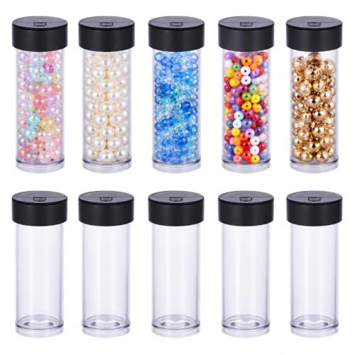 SUPVOX 40 Tubes Rangement Perles Transparents Avec Couvercle Noir | Transparents avec couvercle noir pour ranger perles, bijoux et petits accessoires DIY de façon organisée