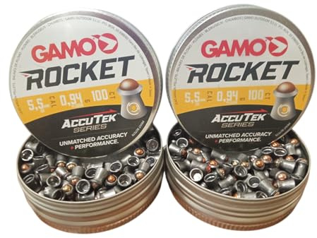Arapaima Beitia Multipack Bundle 2X Balines Rocket de Precisión 5.5 mm (.22) para Aire Comprimido | 0,94 g | 100 Unidades por Lata | Diábolo Punta Redonda | Uso Deportivo y Tiro recreativo