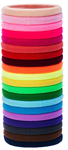 20 Stück große elastische Haarkrawatten aus Baumwolle, Stretch, elastisches Band, Schwanzhalter, für dickes und lockiges Haar (mehrfarbig)