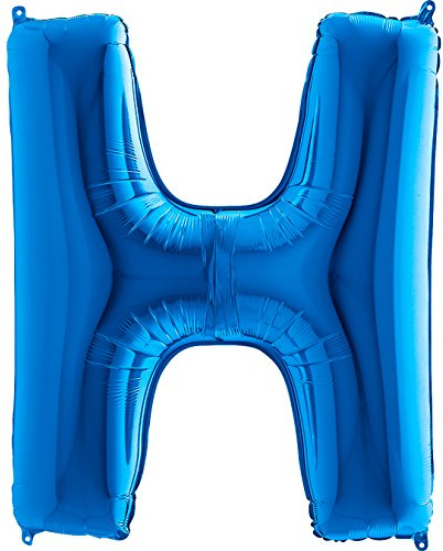 Trendario Ballon Buchstaben - XXL Riesenbuchstabe 100cm Folienballon - Helium Luftballons für Geburtstag, Taufe, Party Deko, Hochzeit (H, Blau)