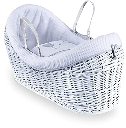 Clair de Lune Over The Moon White Wrapover Noah Pod | Integrierte Kapuze | Inklusive Griffen, Bezug, gepolstertem Futter und hypoallergener Matratze | Baby-Kakoon ab Geburt geeignet | 76 x 29 x 45 cm (grau)