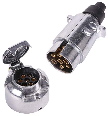 AOHEWEI Elektrik 7 Polig Anhänger Steckdose und Stecker 7 Wege Anschlüsse Mit Aluminiumlegierung Metallgehäuse Für Auto Boot Wohnmobil Wohnwagen Oder Andere Nutzfahrzeuge