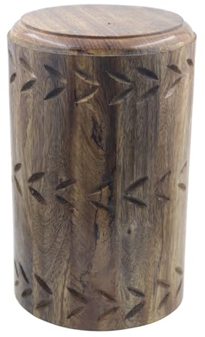 Hind Handicrafts Urna de cremación de madera para cenizas humanas para adultos, urna grabada de palisandro hecha a mano, caja de recuerdo conmemorativa funeraria para nicho o columbario (10 x 6 x 6