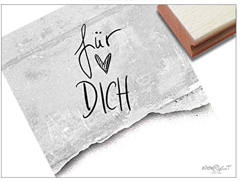 Stempel Textstempel FÜR DICH in Handschrift mit Herz - Schriftstempel Glückwünsche, Karten Briefe Geschenkanhänger Geschenk Deko - zAcheR-fineT