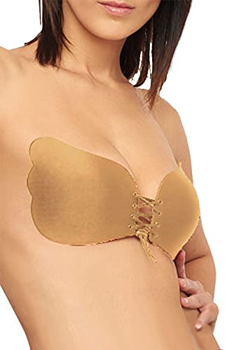 SPI - 23007 Sujetador Wing Bra Adhesivo Transpirable pushp-up, con Cordones para Regular Las Copas. Color: BEIG Talla: E