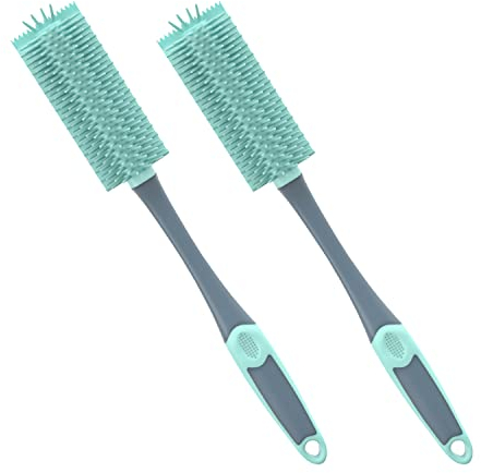 Nirox Set di 2 Spazzole per bottiglie in silicone - Scovolino per bottiglie lavabili in lavastoviglie - Spazzola per piatti robusta e resistente per la pulizia - Antibatterico pulisci bottiglie