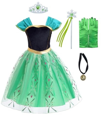 Lito Angels Girls Kids Princess Coronation Costume with Accessories Fancy Dress Up Birthday Party World Book Day Age 2 Years, Green