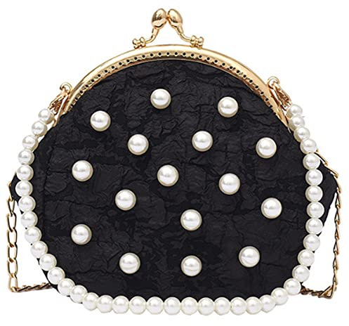 Damen Perlen Abend Clutch Tasche Damen Hochzeit Handtasche Geldbörse Dinner Party Abschlussball Brauttasche Perlentasche Schwarz