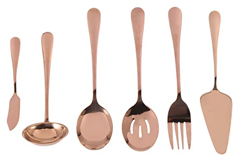 Lot de 6 couverts de service avec pelle à tartes, serveur fendu, doré