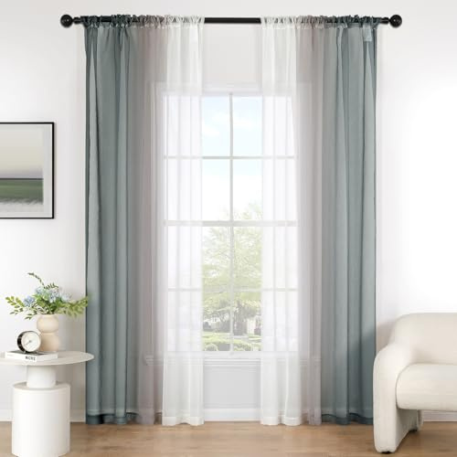 MIULEE Tende Voile Trasparenti Sfumato per Soggiorno Camera da Letto Bagno Cucina Camera da Tenda Finestra Balcone Casa con 2 Pannelli 140X260CM Grigio