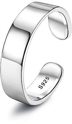 Chriscoco 925 Silber Ringe für Damen Verstellbare Ring Bandring Verlobungsring Eheringe Daumenring Verstellbar Offener Ring für Damen Herren 5MM