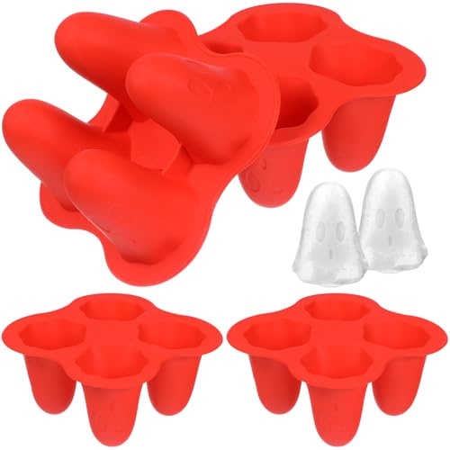 UPKOCH Lot de 4 moules à glaçons fantômes en silicone - Moule en silicone - Moule à glace rond - Moule à glaçons en gel de silice - Moule à glace fantôme - Moule en silicone